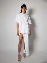 White Oversized Tee Shirt Embroidered