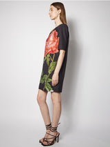 Print Crepe Dress Ash Black Red