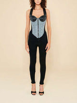 Hasan Denim Corset Women Lightblue