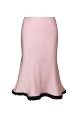 FUZZY HEM MIDI SKIRT