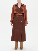 Doni Vegan Leather Combo Trench Coat