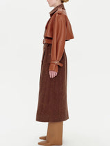Doni Vegan Leather Combo Trench Coat