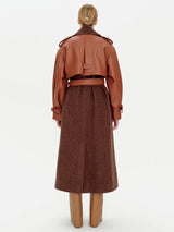 Doni Vegan Leather Combo Trench Coat