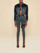 Super Mario Denim Jacket Women Black