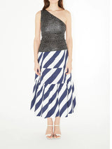 Twisted Stripes Gathered Skirt