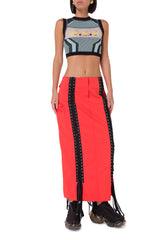 Chu Cropped Top with Mesh and Embroidery