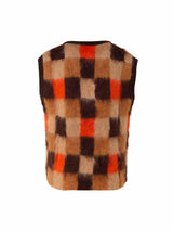 Checkerboard Mohair V Neck Gilet - Speakthestore