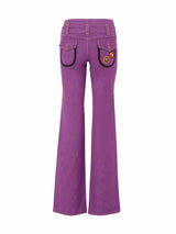 Fitted Denim Pants With Belt And Back Pockets - Speakthestore