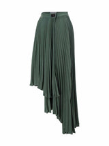 Asymmetrical Pleated Satin Skirt