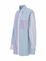Long-sleeved Patchwork Tricolor Shirt