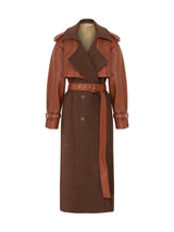 Doni Vegan Leather Combo Trench Coat