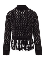 Roman L/s Lattice Fringe Pullover