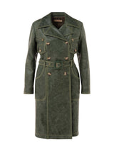 Long Leather Jacket With Belt And Front Pockets - Speakthestore