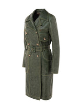 Long Leather Jacket With Belt And Front Pockets - Speakthestore