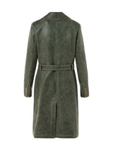 Long Leather Jacket With Belt And Front Pockets - Speakthestore