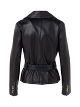 Fitted Leather Jacket With Belt And Front Pockets - Speakthestore