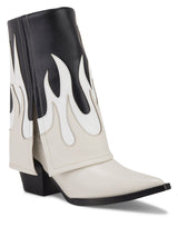 Folded Cowboy Boots, Flames Embroideries - Speakthestore