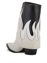 Folded Cowboy Boots, Flames Embroideries - Speakthestore