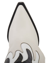 Folded Cowboy Boots, Flames Embroideries - Speakthestore