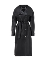 Oversized Leather Trench Coat Black - Speakthestore