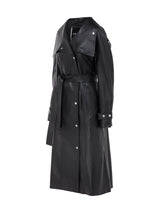 Oversized Leather Trench Coat Black - Speakthestore
