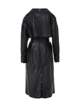Oversized Leather Trench Coat Black - Speakthestore