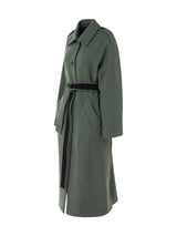 Seize Long Coat Recycled Wool Melange Green - Speakthestore