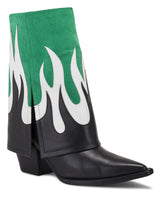 Folded Cowboy Boots, Flames Embroideries - Speakthestore
