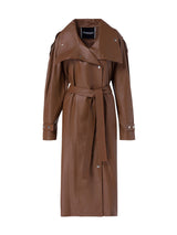 Leather Trench Coat Cognac - Speakthestore