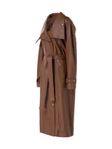 Leather Trench Coat Cognac - Speakthestore