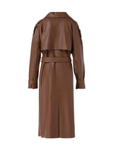 Leather Trench Coat Cognac - Speakthestore