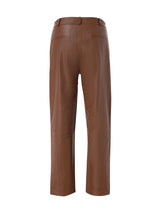 Work Soft Leather Straight Leg Pants Cognac - Speakthestore