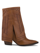 Folded Cowboy Low Boots With Embroideries - Speakthestore