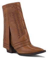 Folded Cowboy Low Boots With Embroideries - Speakthestore