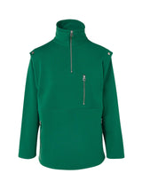 Bump Soft Brushed Sweater Detachable Sleeves Green - Speakthestore