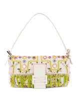 Fendi Baguette Bianca Con Vetrini E Perline