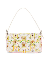 Fendi Baguette Bianca Con Vetrini E Perline