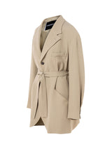 Crush Oversized Wrap Blazer Wrinkle Suiting Beige - Speakthestore