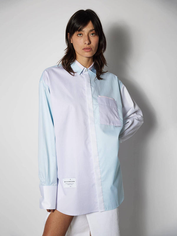 Long-sleeved Patchwork Tricolor Shirt