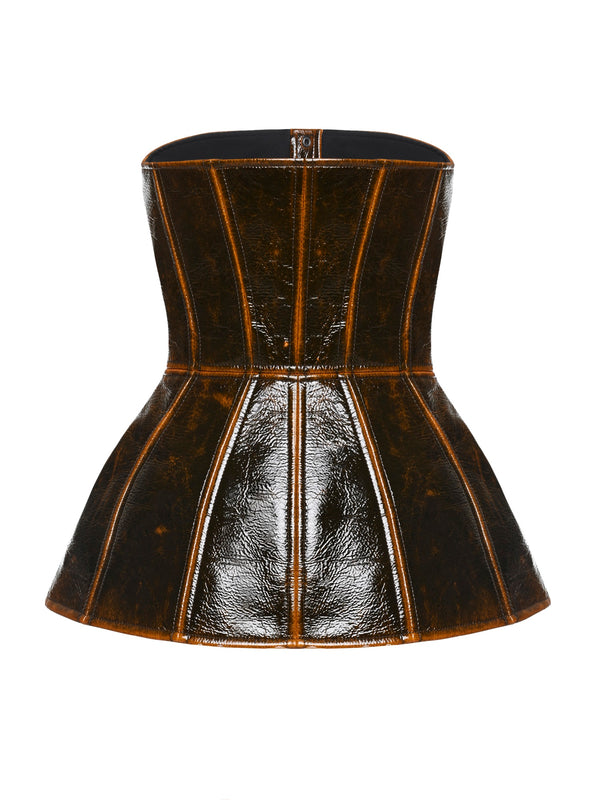 FAUX LEATHER BUTTON CORSET