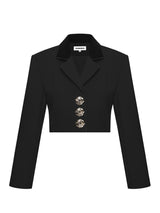 VELVET LAPEL CROPPED JACKET