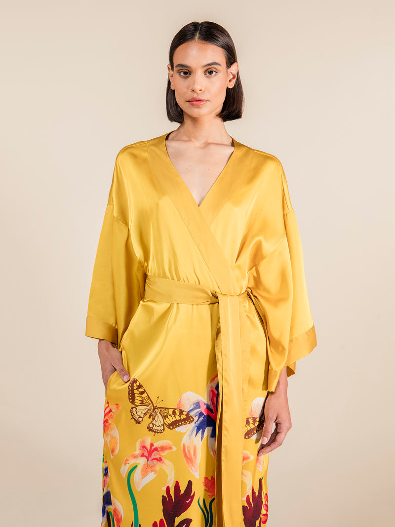 Marigold Silk Satin Robe