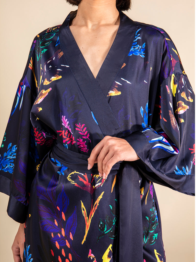 Chicory Silk Satin Robe