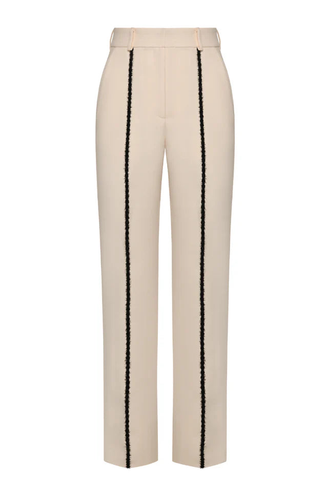 FUZZY DETAILS STRAIGHT LEG TROUSERS