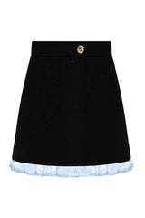 RUFFLE - TRIMMED VELVET MINI SKIRT