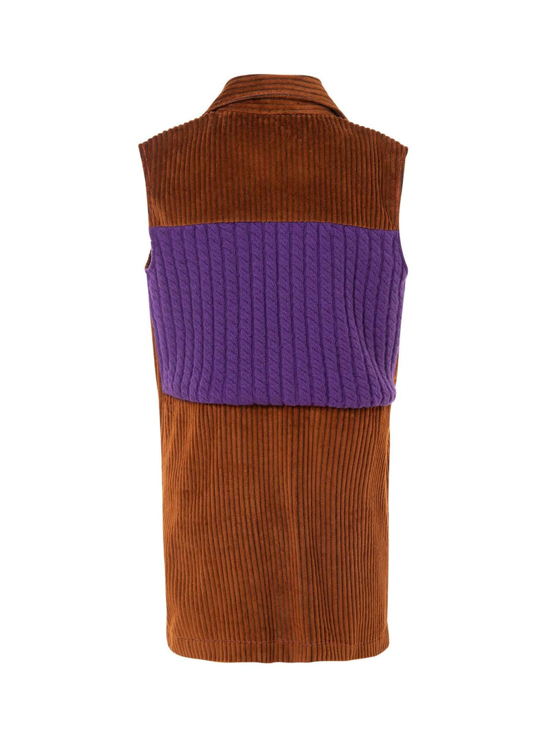 Mini Velvet Dress With Knit Portion And Pockets - Speakthestore