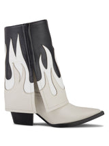 Folded Cowboy Boots, Flames Embroideries - Speakthestore