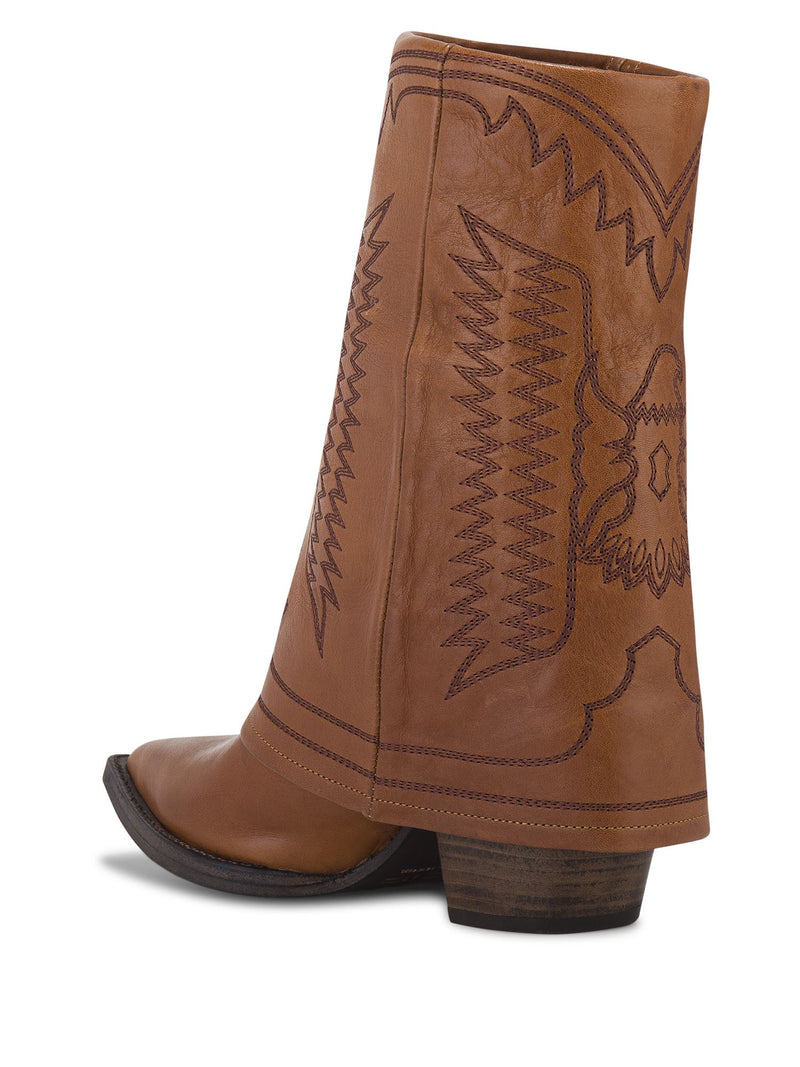 Folded Cowboy Low Boots With Embroideries - Speakthestore