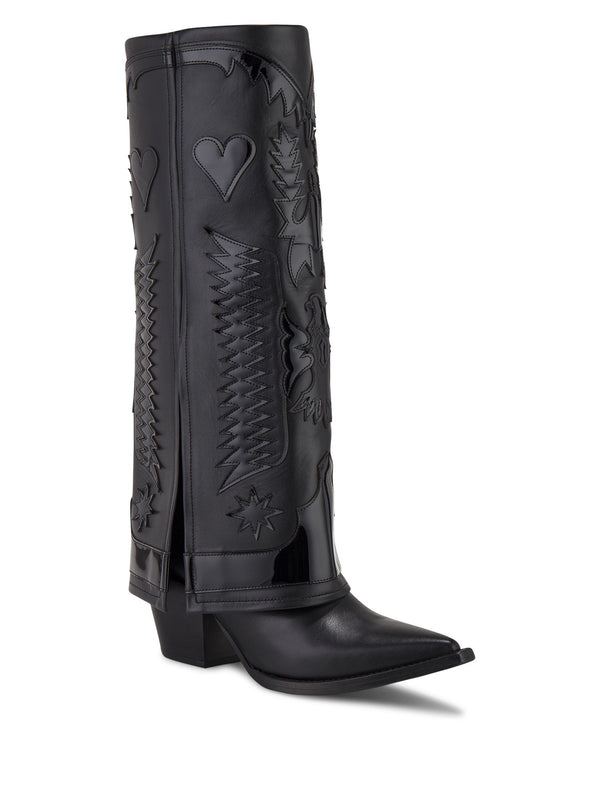Folded Cowboy High Boots, Western Embroideries - Speakthestore