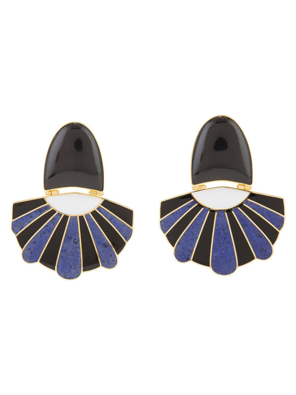 Mullu Chandelier Earrings Blue And Black - Speakthestore
